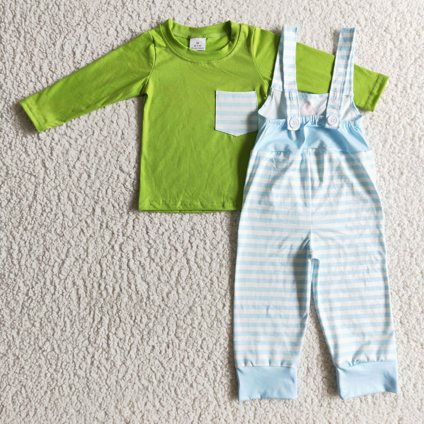 Baby girls long sleeve green top suspender pants Christmas outfit