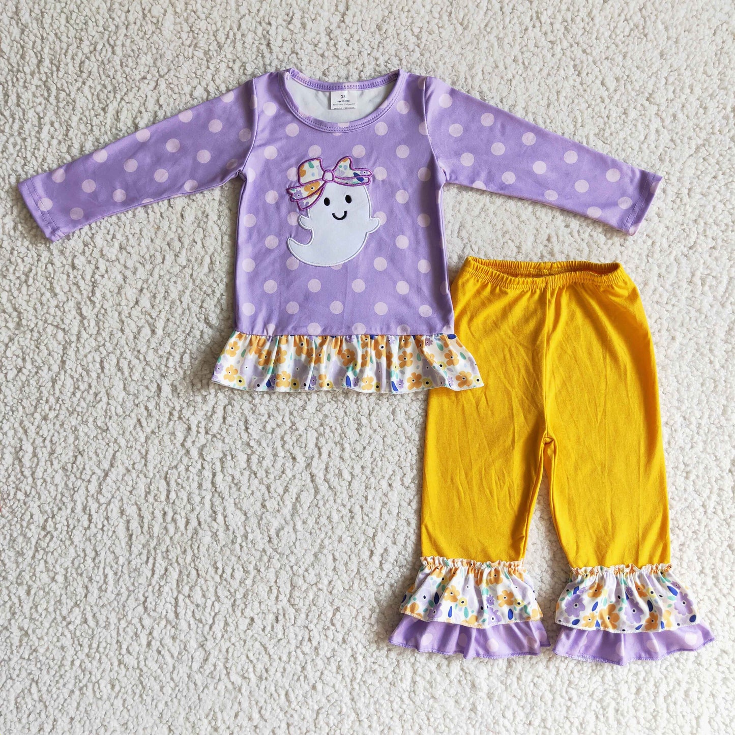 girls lavender polka dots Halloween outfit