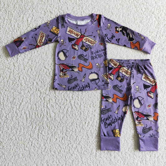 boy long sleeve Halloween purple pajama set