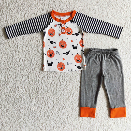 boy pumpkin Halloween  2pcs outfit