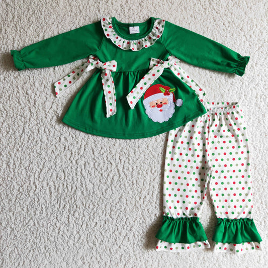 Baby girls embroidery Santa Claus outfit