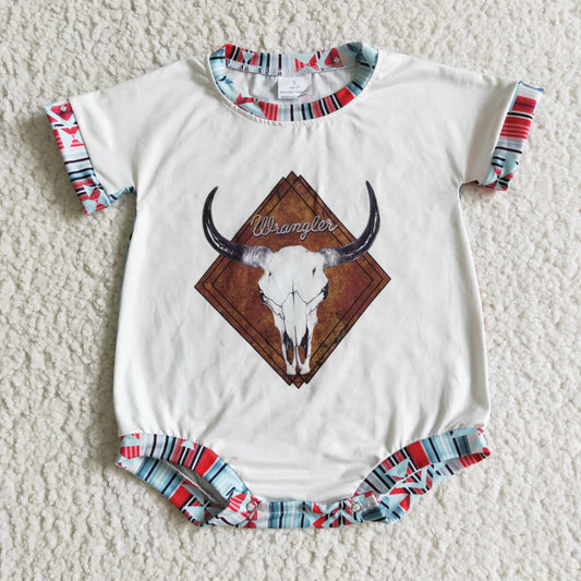 girls aztec cow romper