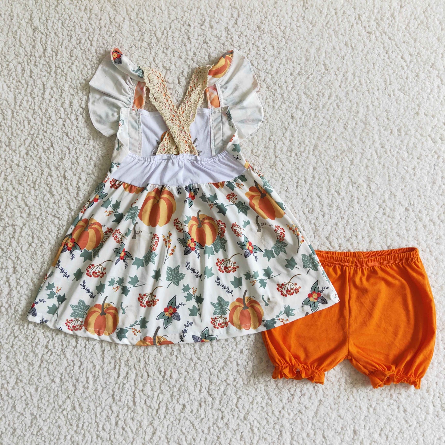 baby girls embroidery pumpkin outfit