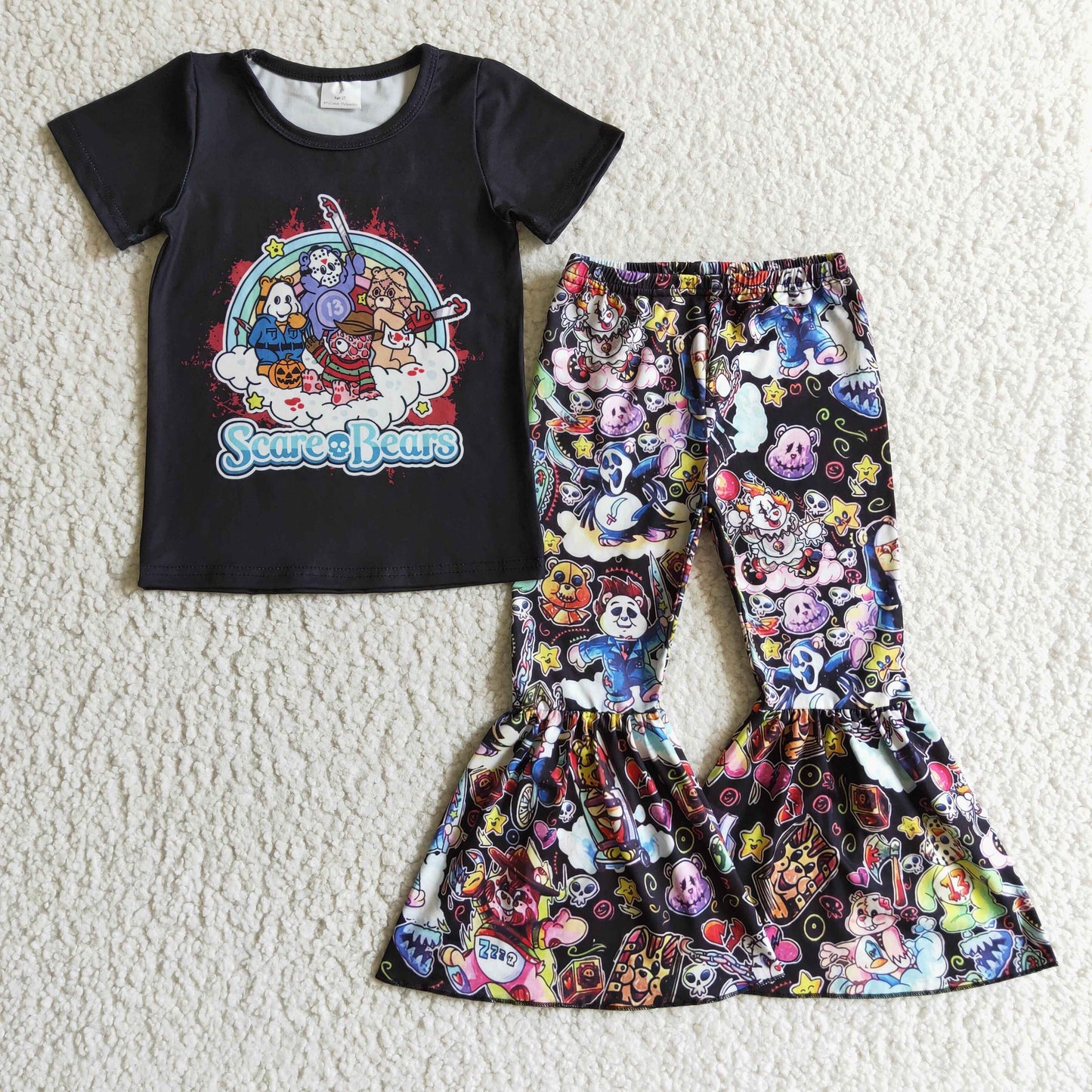 Black cartoon bell pants outfit  GSPO0177