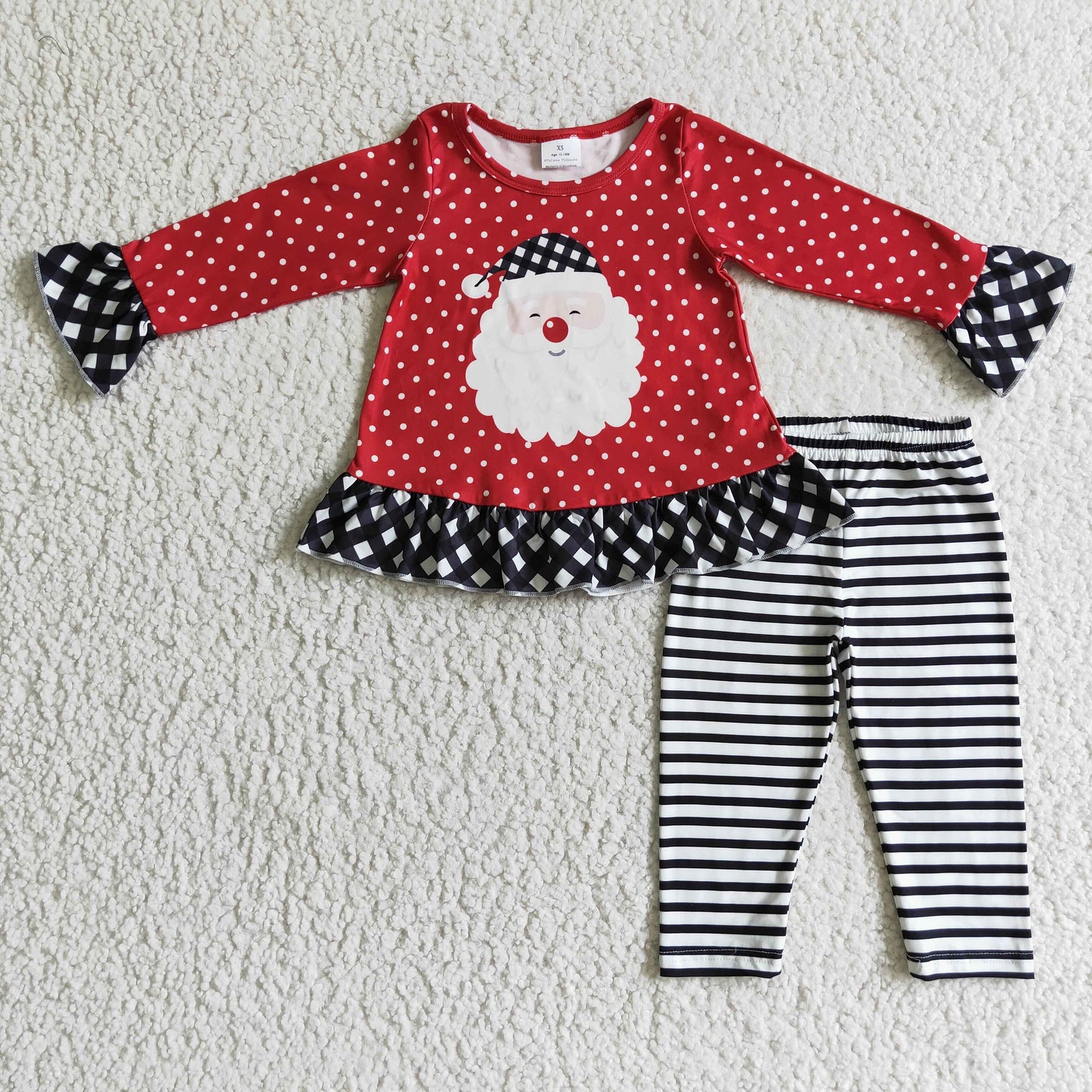 girls long sleeve santa claus tunic top pants outfit