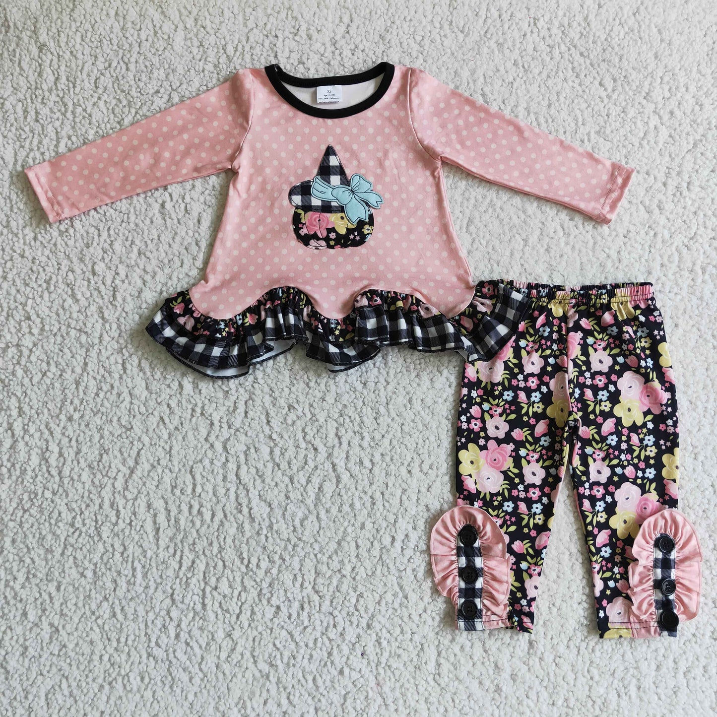 girls floral pumpkin top matching legging fall outfit