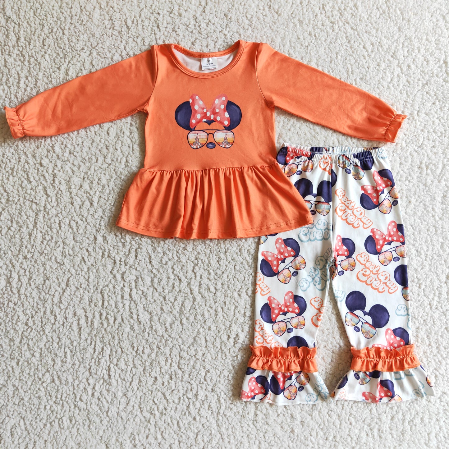 girls long sleeve cartoon design 2pcs outfit