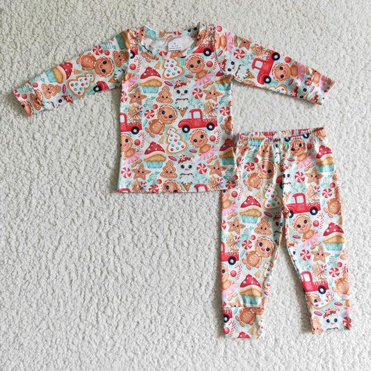 boy long sleeve gingerbread 2pcs pajama set