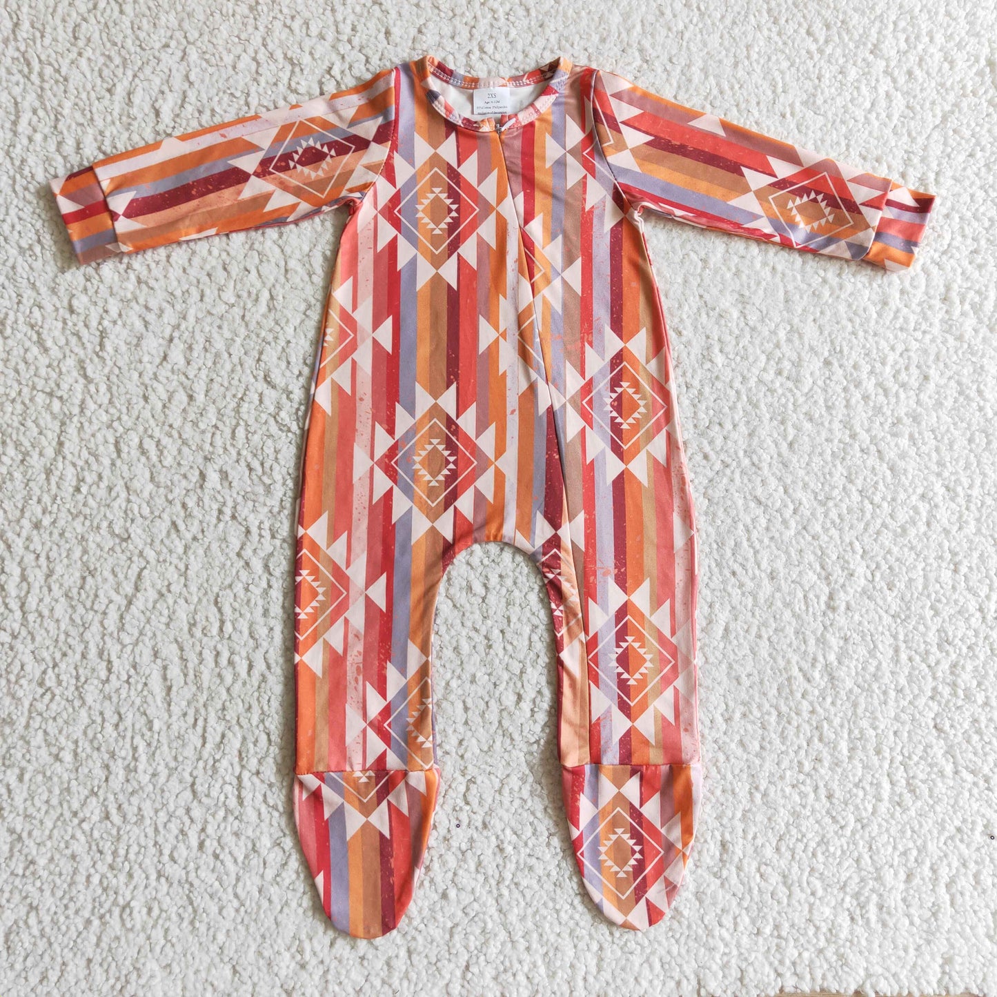 kids long sleeve zip footie romper