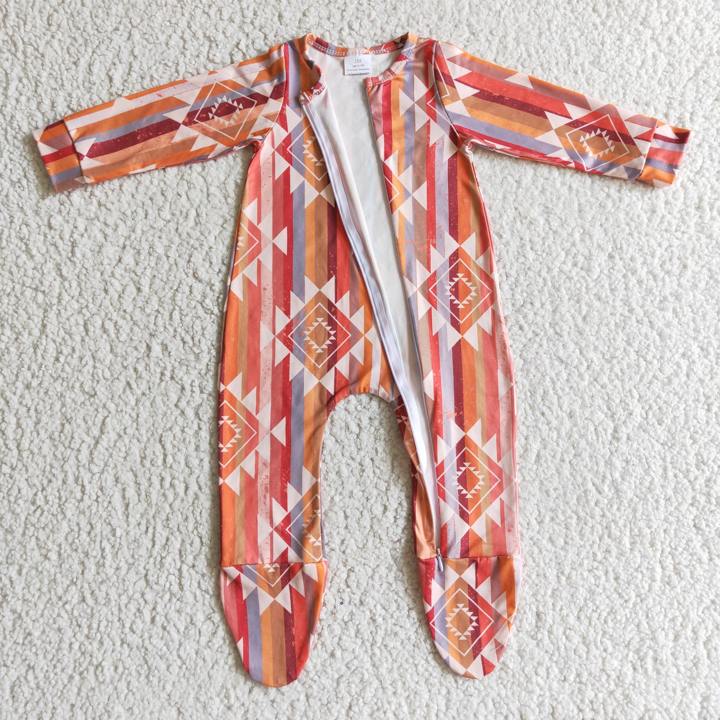 kids long sleeve zip footie romper