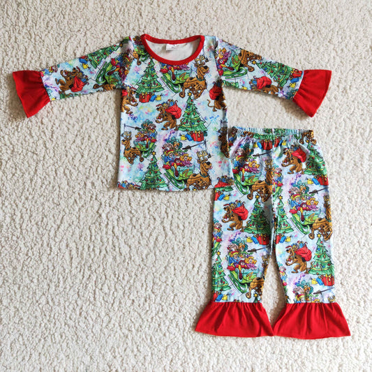 christmas truck reindeer pajama set