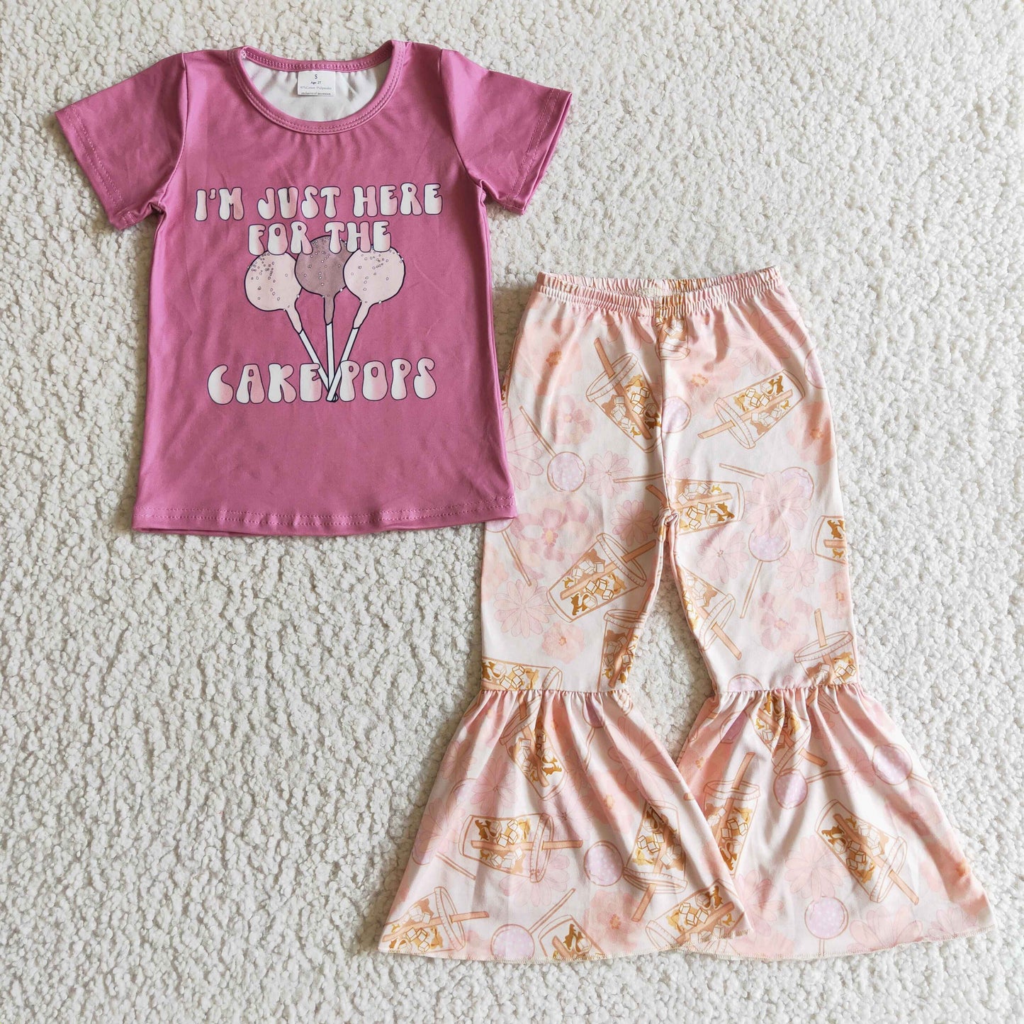 girls short sleeve cake design outfit