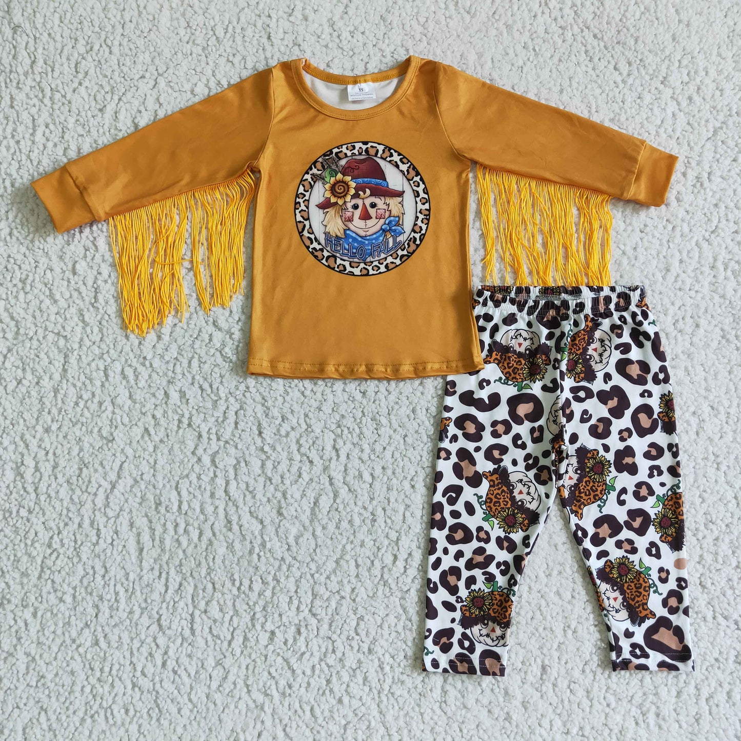 baby girls tassel sleeve top leopard pants fall outfit