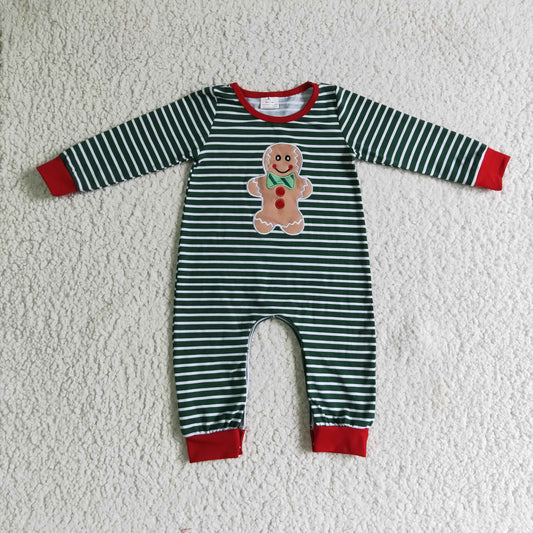 boys embroidery Gingerbread design romper