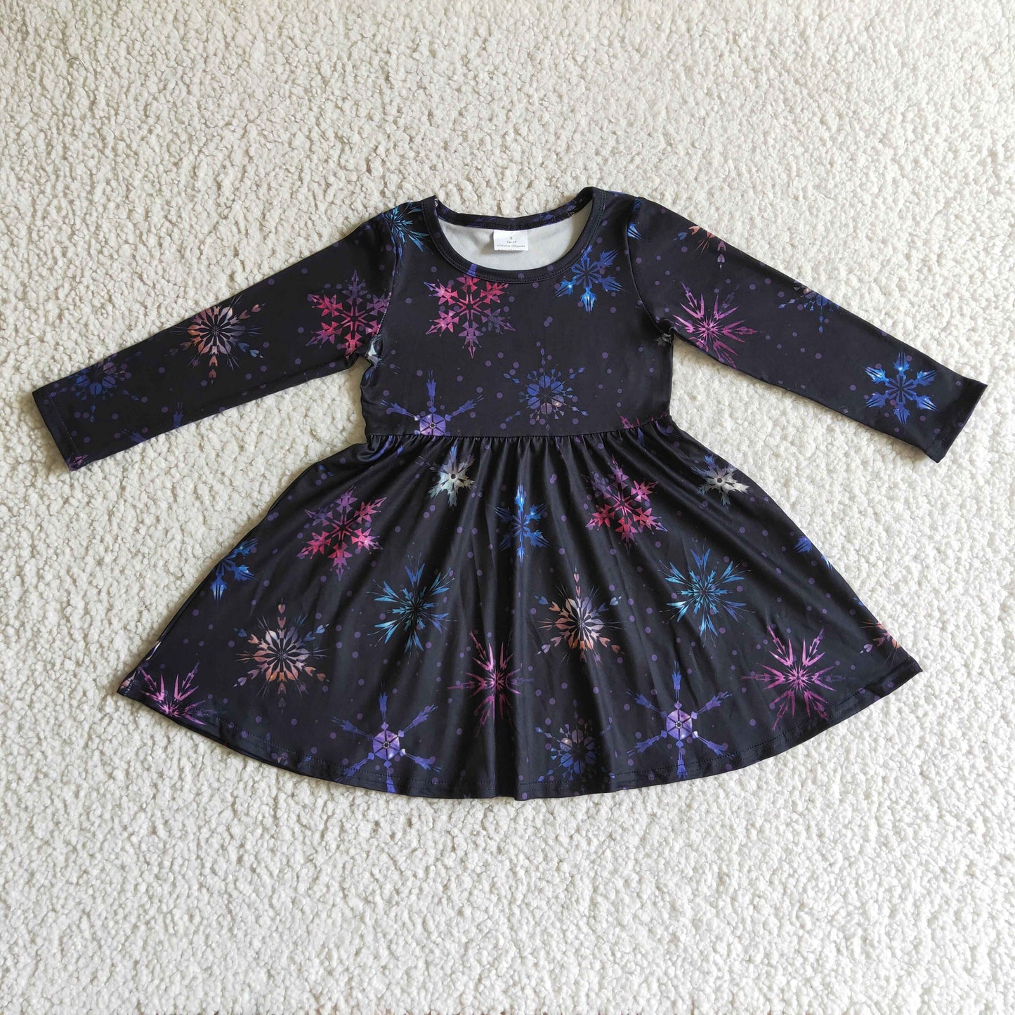 baby girls long sleeve Christmas snowflake dress