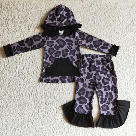 black leopard hoodie set