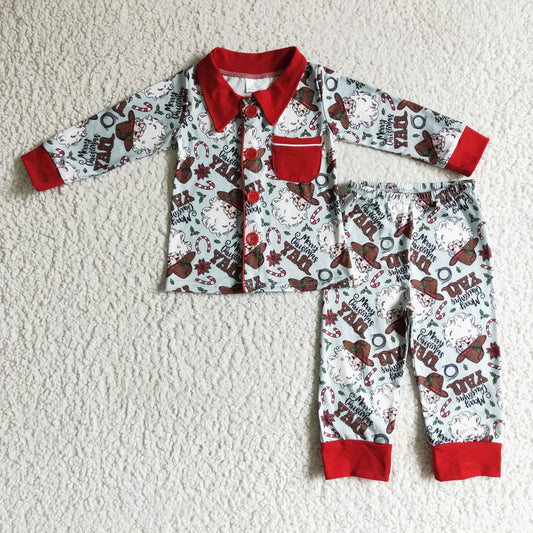 baby boy long sleeve black Christmas  pajama set
