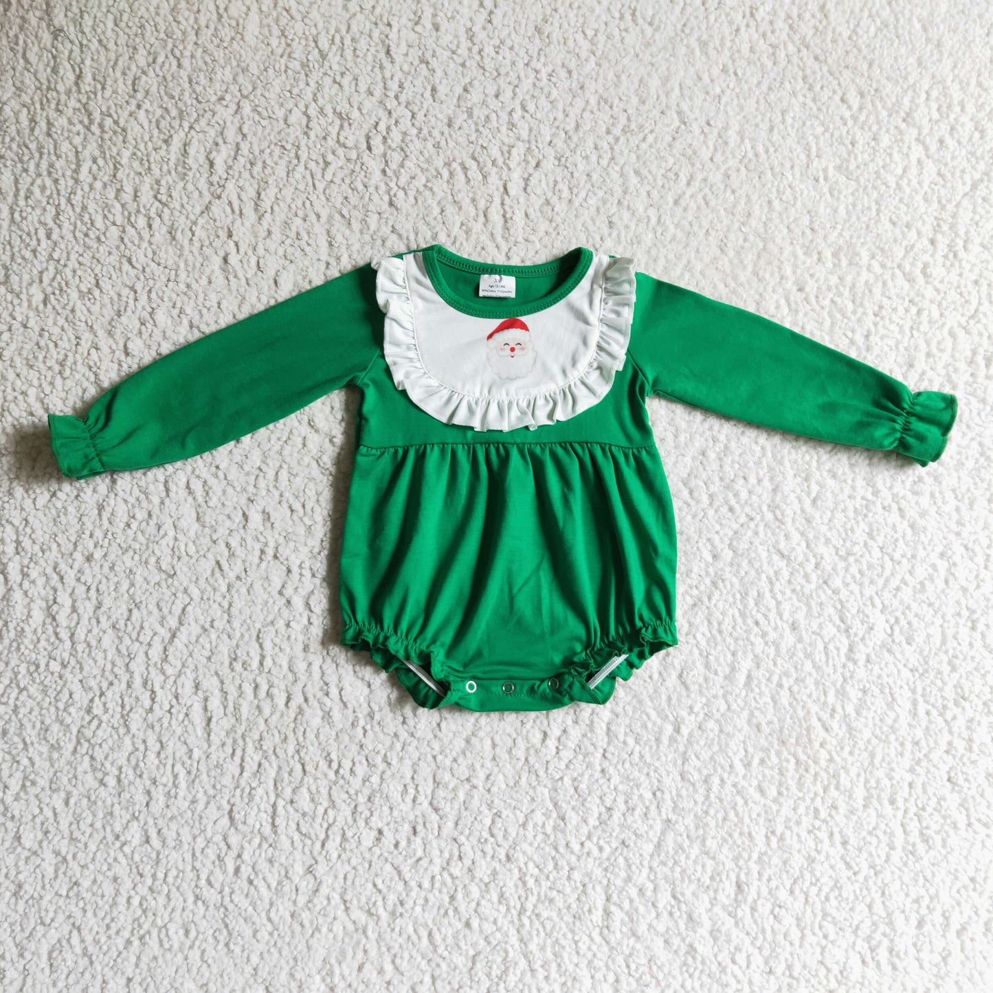 baby girls long sleeve green color santa claus romper