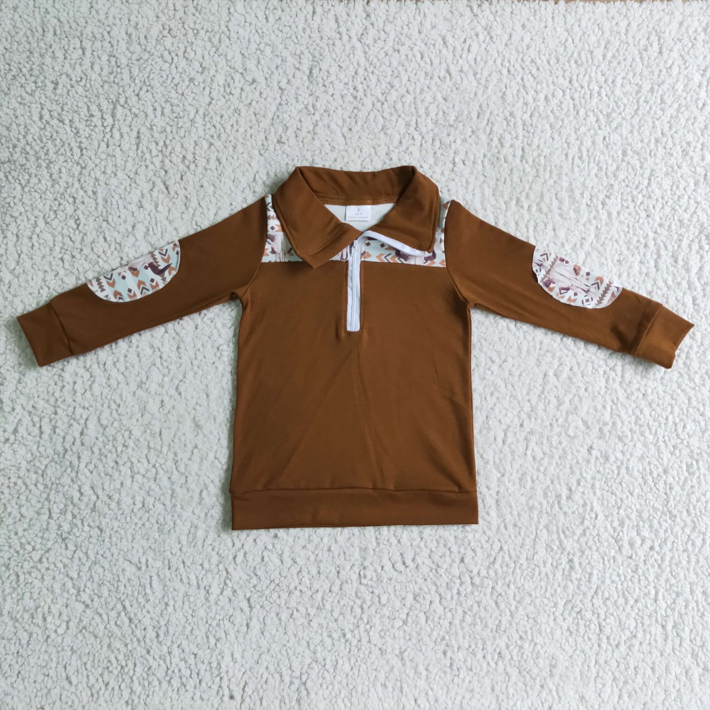 baby boy long sleeve brown hoodie top