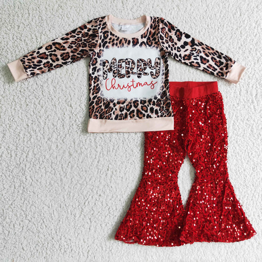 Merry Christmas top red sequins pants outfit