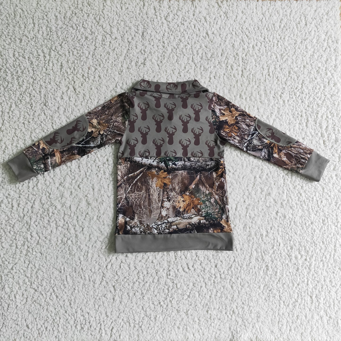 boy long sleeve camo reindeer hunting pullover top