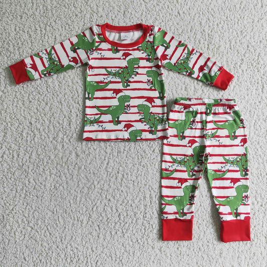 boy Christmas dinosaur design 2pcs pajama set