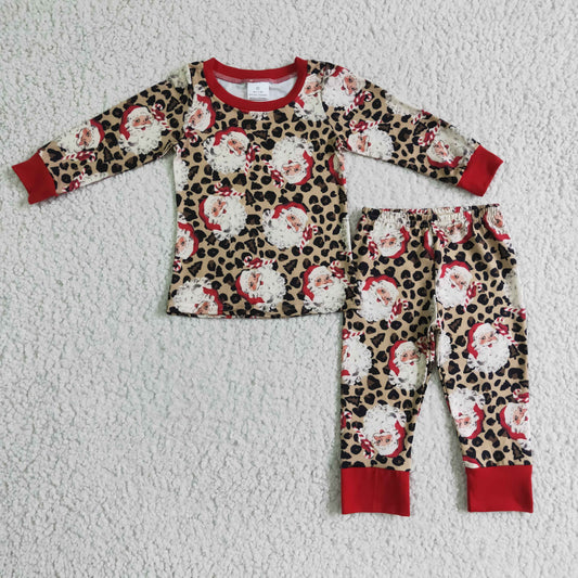 baby boy leopard Santa Claus pajama set