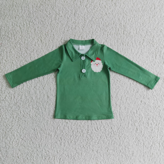 boy long sleeve green color santa claus pullover