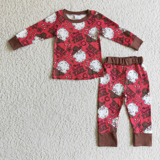 baby boy  Santa Claus wholesale milk silk  pajama set
