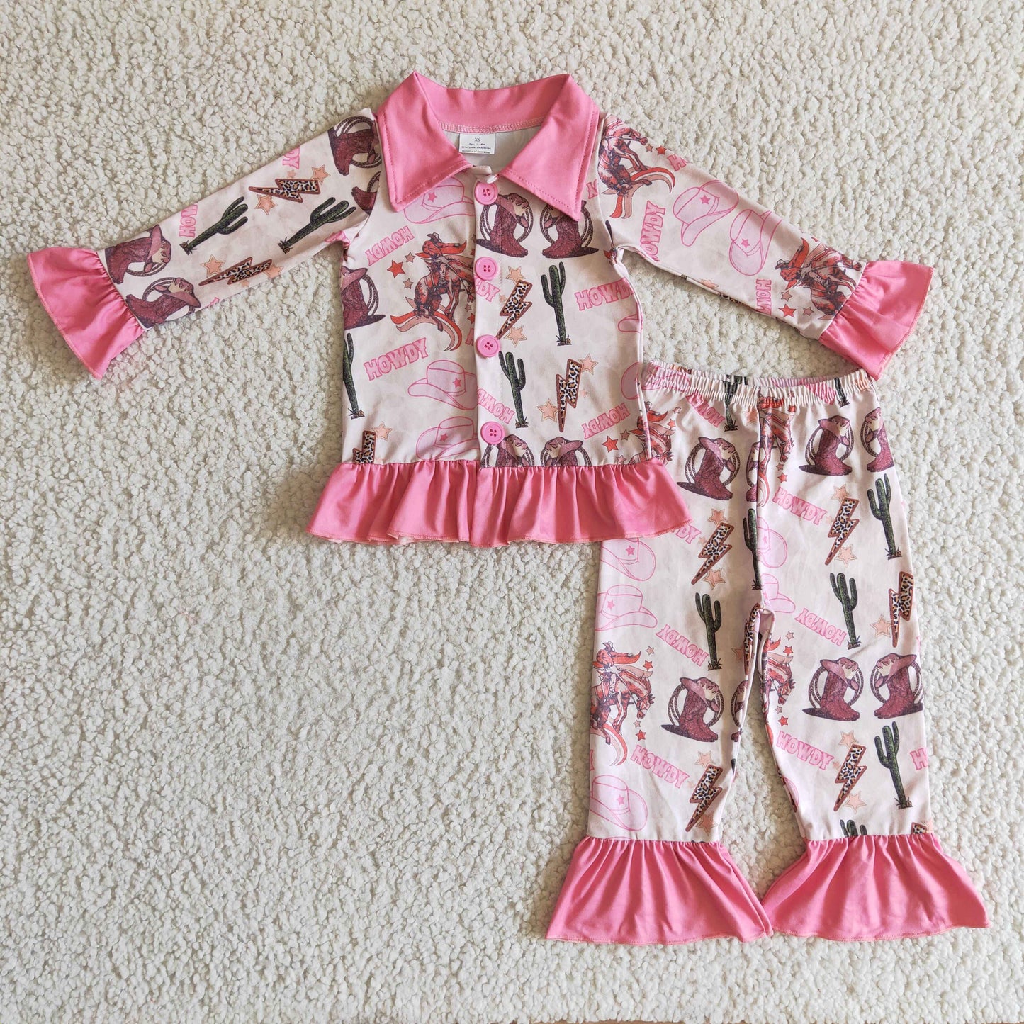 Cowdy design button up pajama set