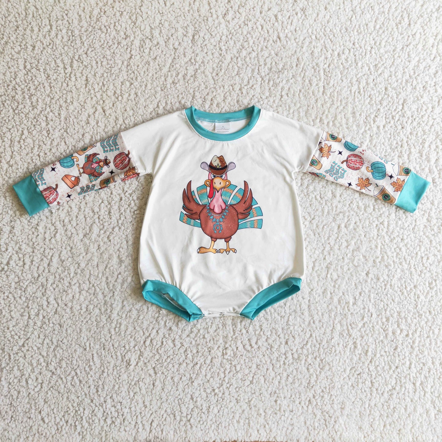 girls long sleeve turkey romper