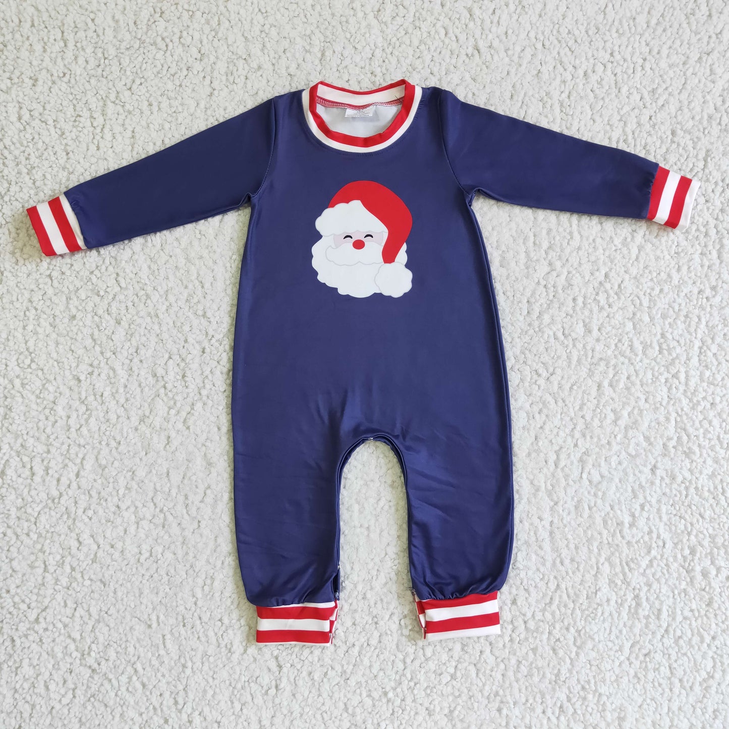 boy long sleeve navy color santa claus romper