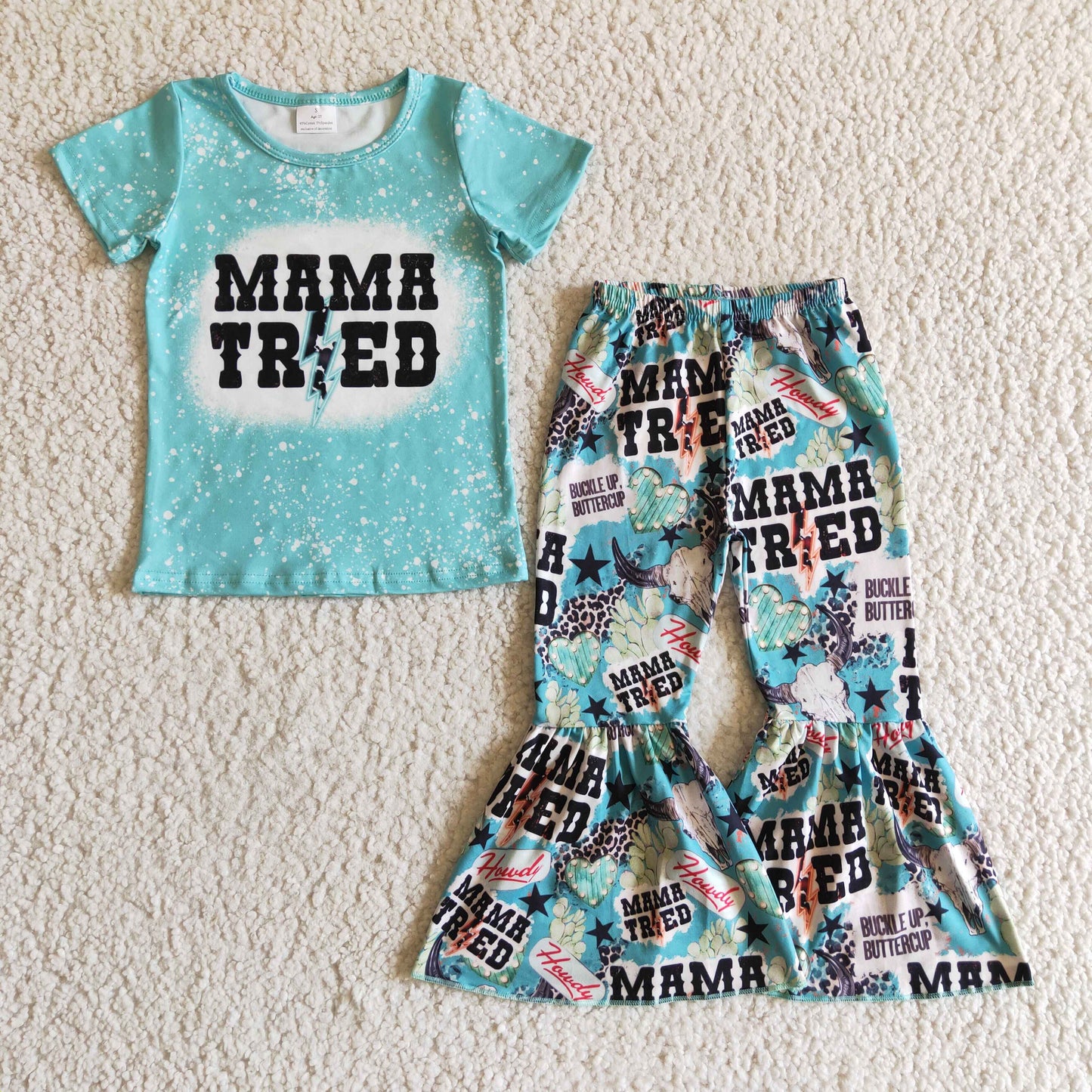 girls mama tried print outfit