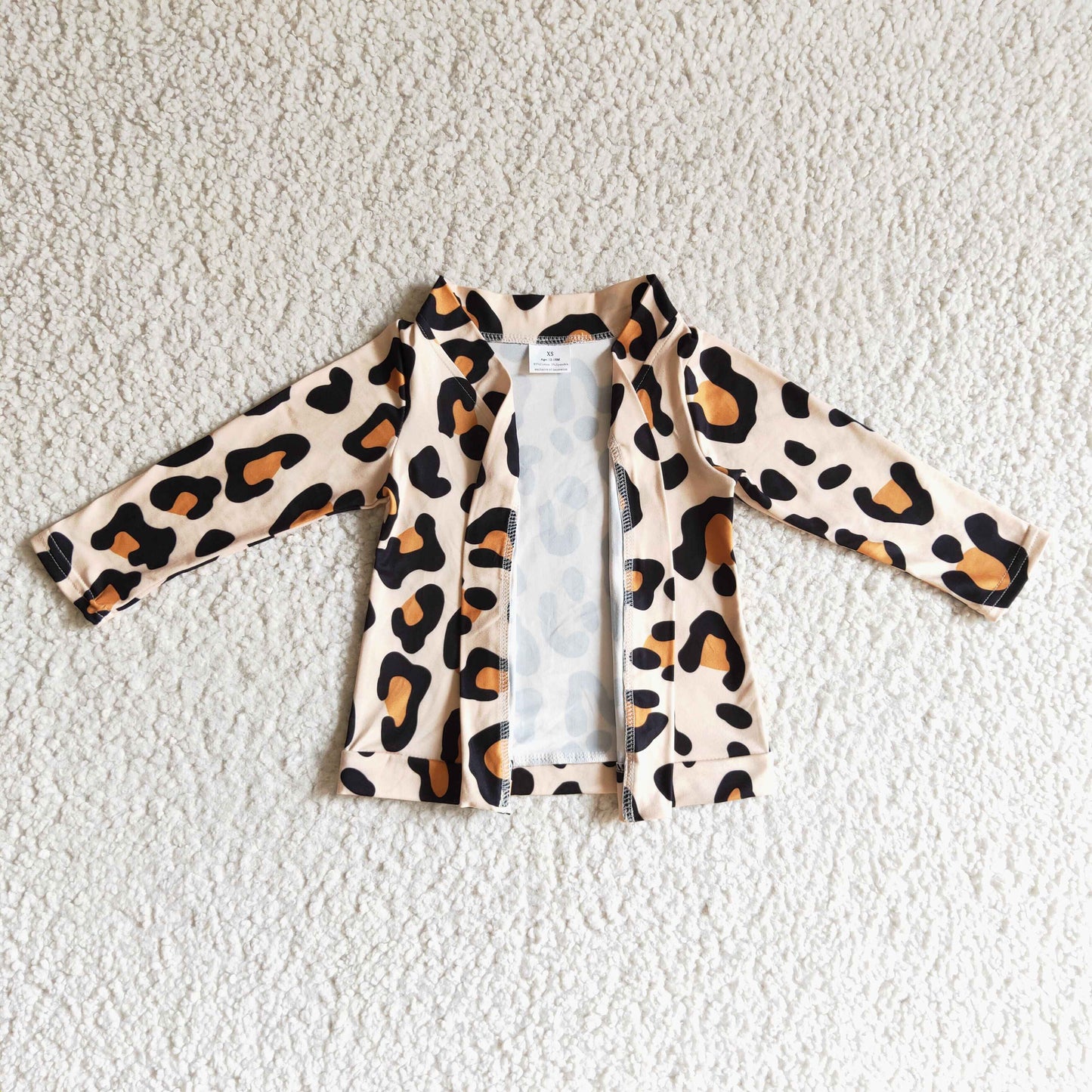 Baby girls long sleeve leopard coat