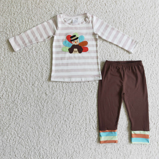 boy embroidery turkey outfit