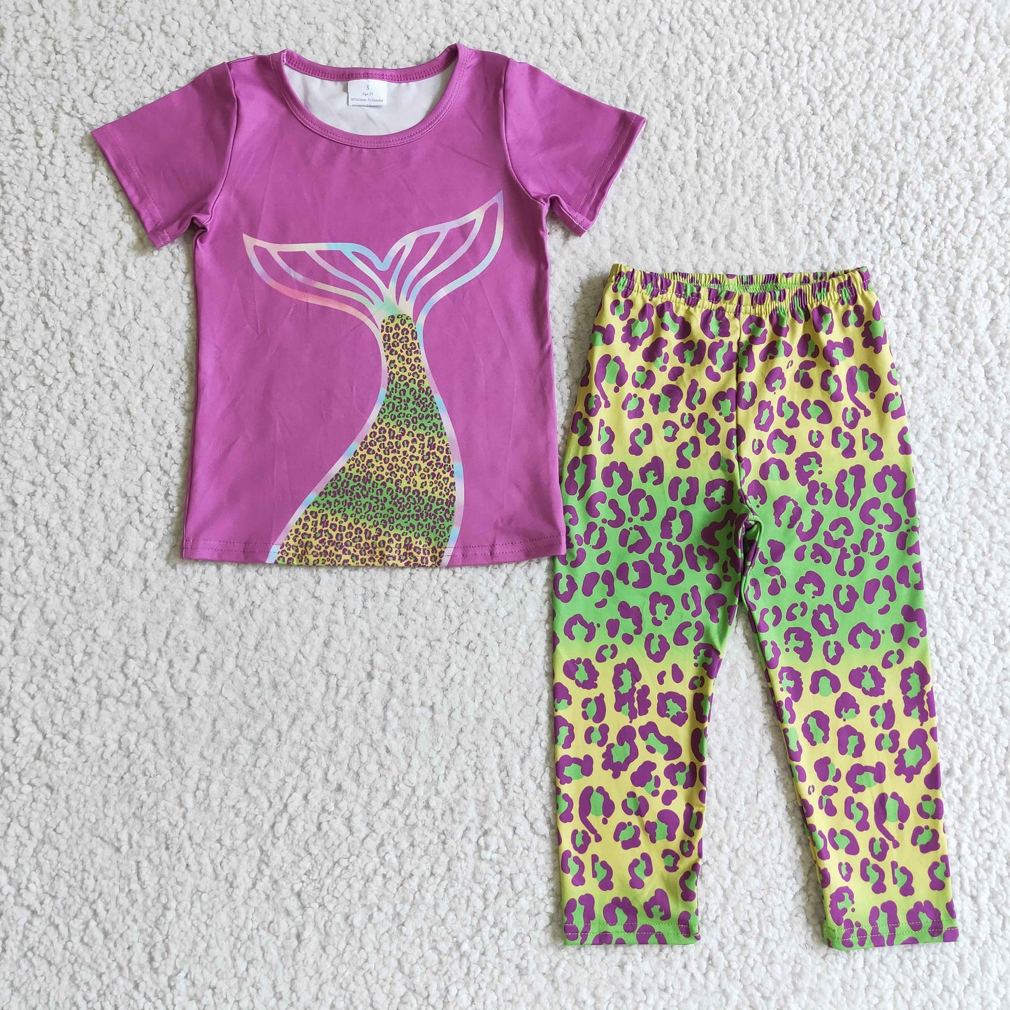 girls lavender top leopard pants outfit