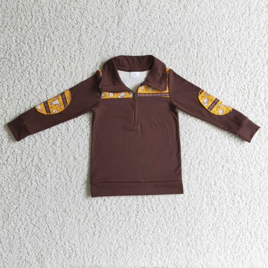 baby boy long sleeve dark brown hoodie top