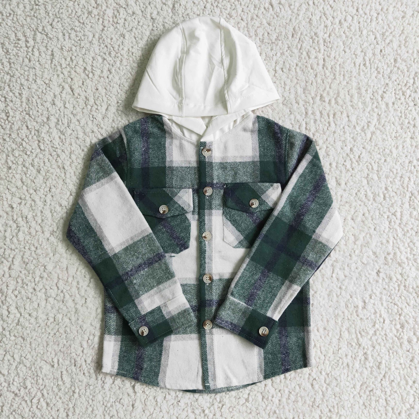 Green & Cream Hooded Flannel