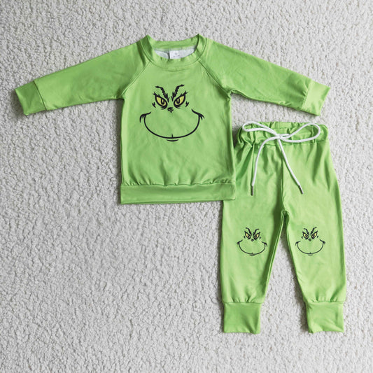 boy Christmas green pajama set
