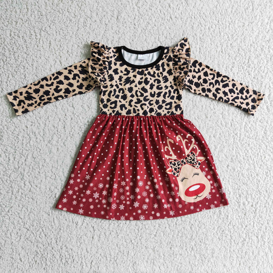 Baby girls long sleeve reindeer dress