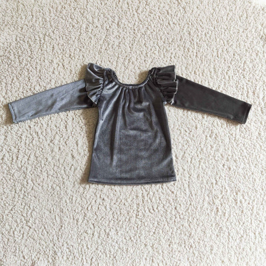 grey long sleeve velvet top