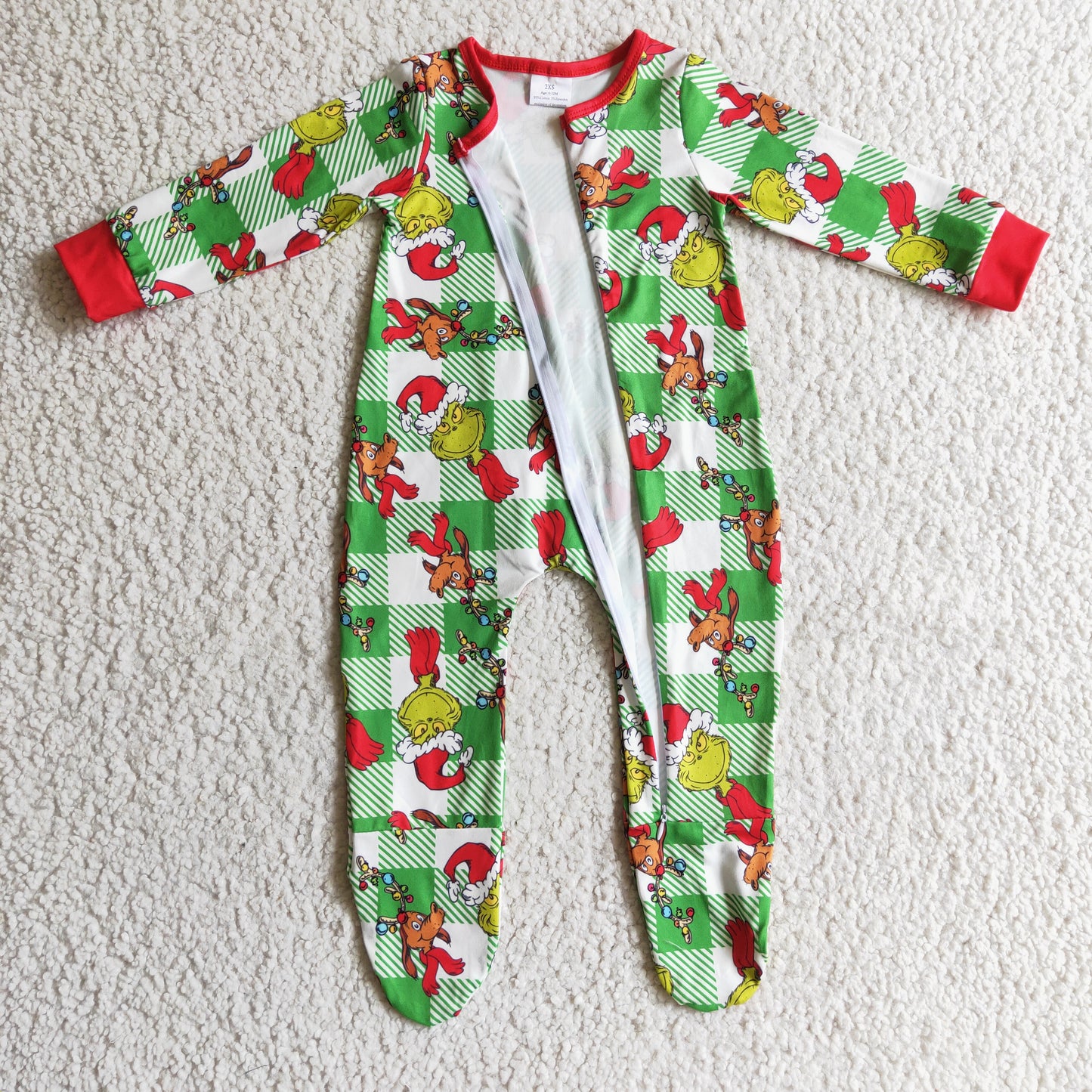 boy Christmas footie romper