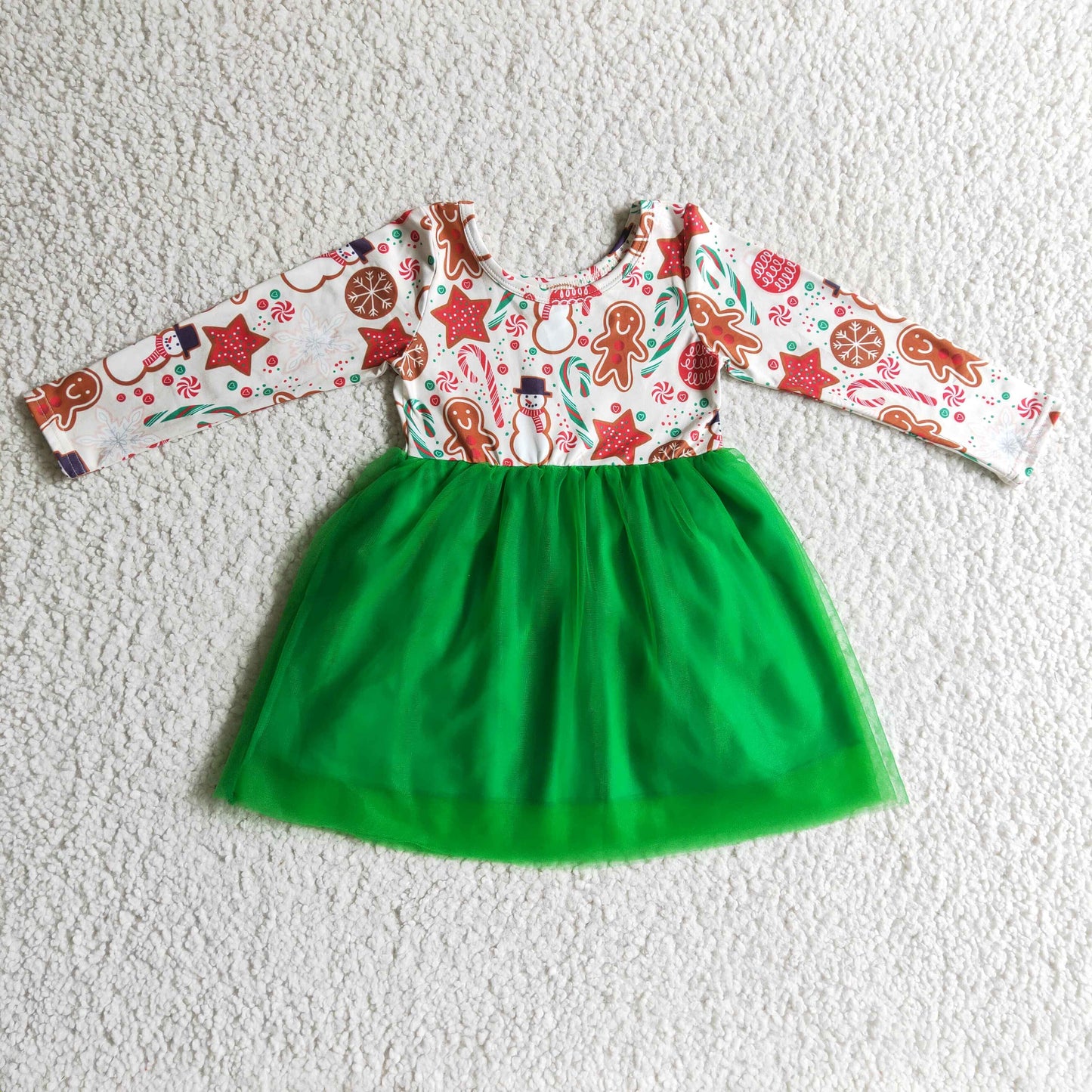 girls Christmas green tulle dress