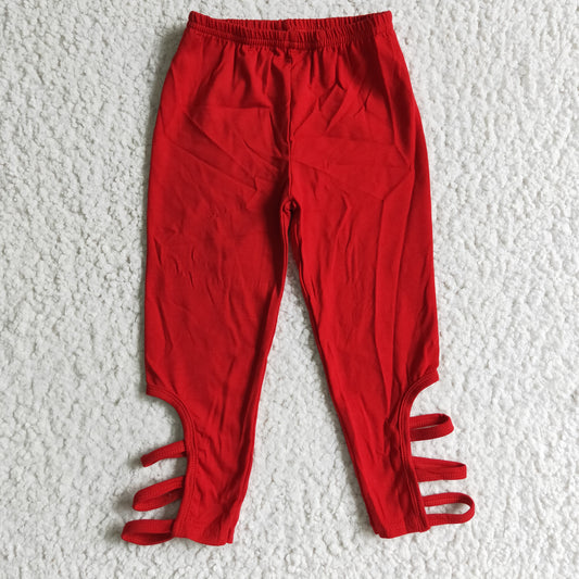 girls red cotton cross pants, P0040