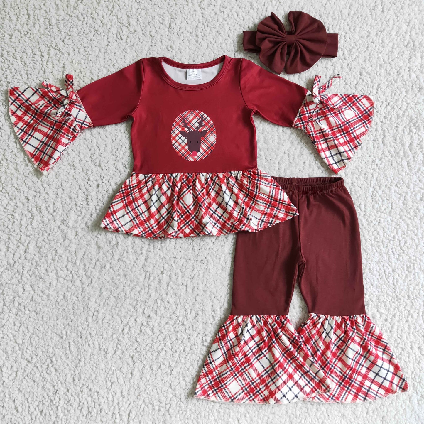 Baby girls long sleeve reindeer outfit with bow, GLP0202