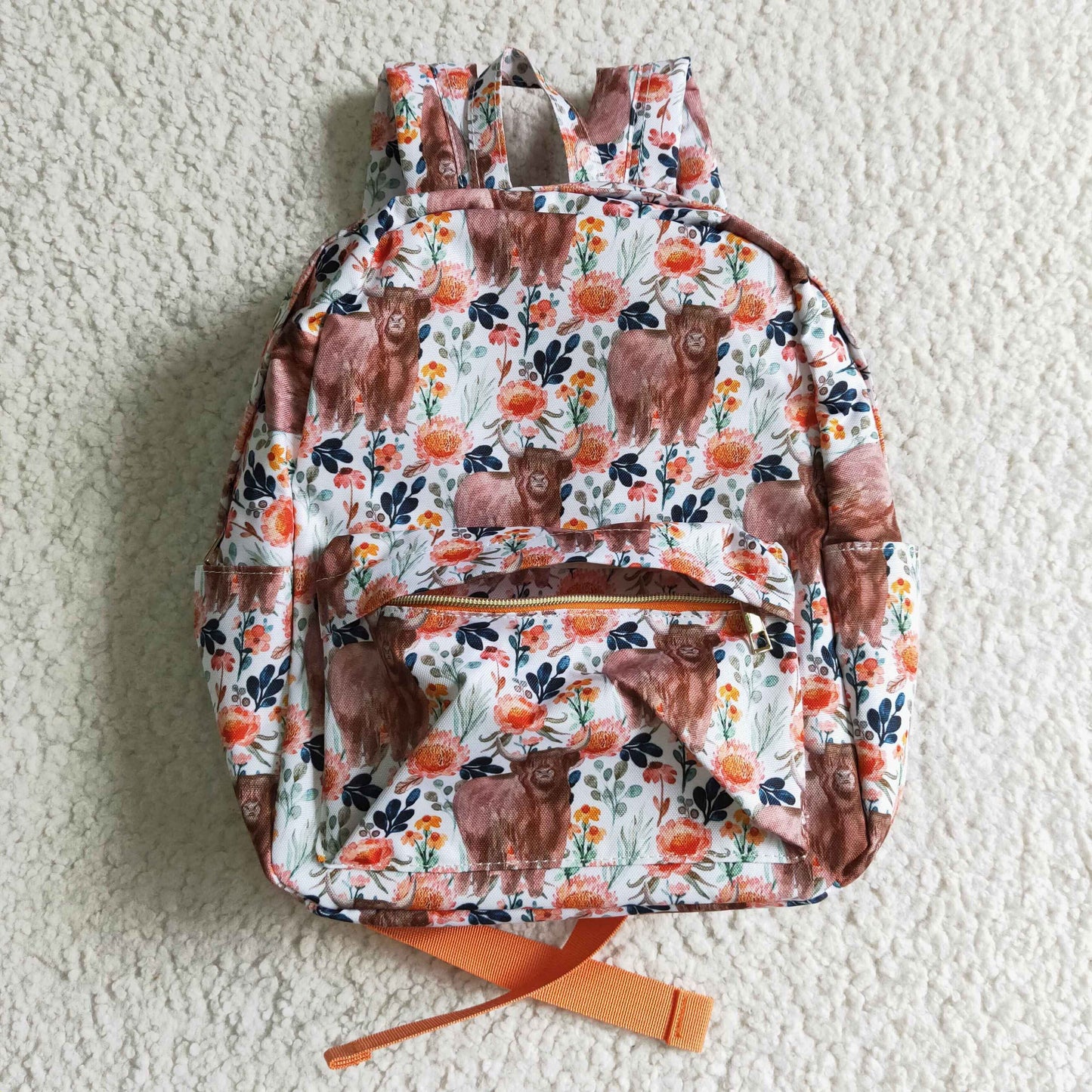 highland cow floral backpack
