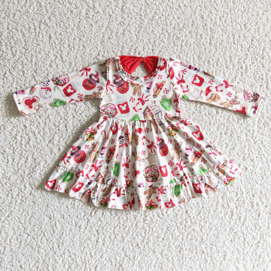 girls  long sleeve Christmas dress