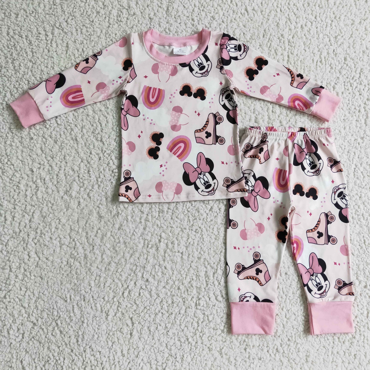 girls long sleeve cartoon 2pcs pajama set