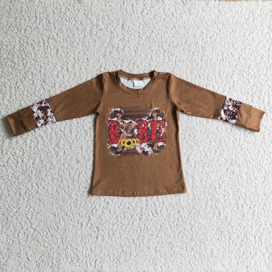 baby girl long sleeve brown top,GT0066