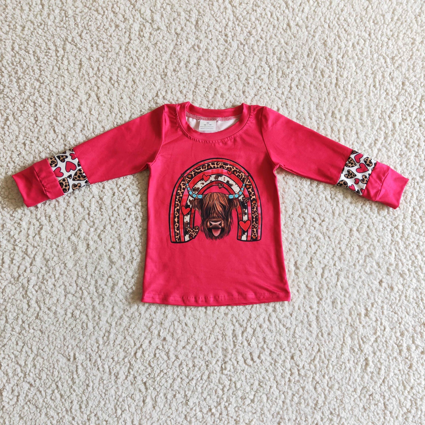 baby girl long sleeve highland cow top,GT0067